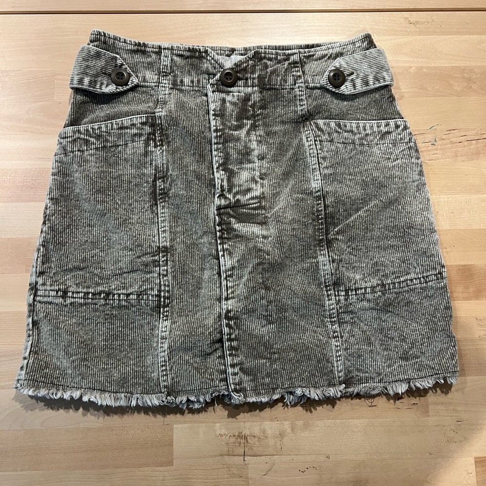 Oli & Hali Olive/Greenish Gray Mini Cargo Corduroy Skirt for Casual Nights